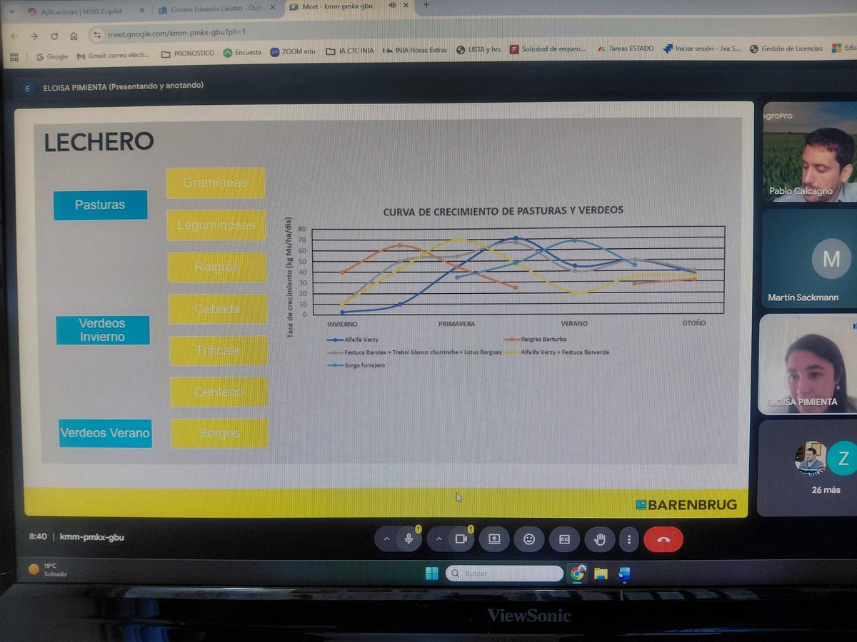 Raigras anual: clave en invierno y primavera extendida según cv. Importancia de Verdeo de verano tipo sorgo. FUENTE: Barenbrug.