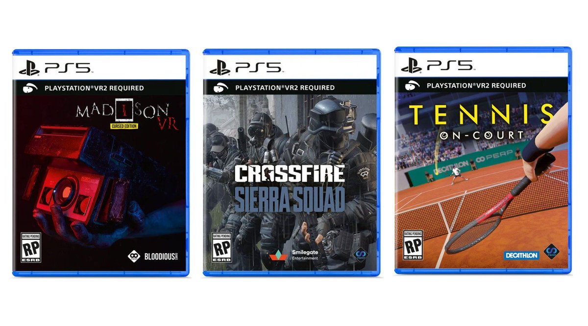 3 PSVR2 PlayStation 5 titles are back in stock at VGP!  👉https://t.co/onirAVhZ0E Madison VR Cursed Edition $39.99 / 28.99 USD  Crossfire Sierra Squad $39.99 / 28.99 USD Tennis On-Court $29.99 / 21.99
