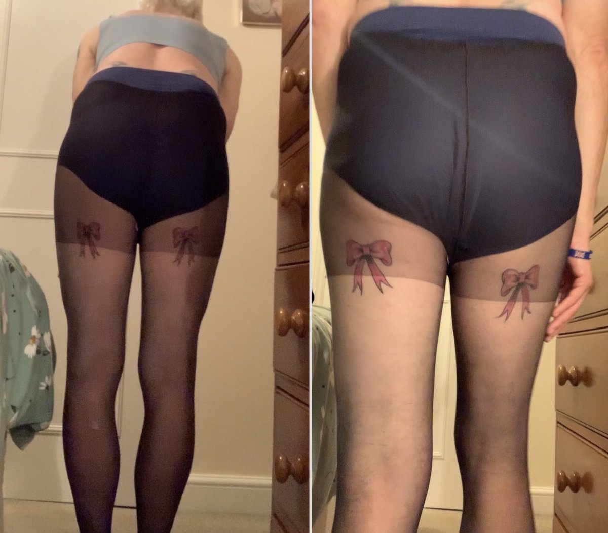tvsarahyours's tweet photo. it’s behind me #dimsissyobject #sissy #bowtattoos #RachelTgirl1965 #tgirl #transgender #pantyhose #tattoos #bows https://t.co/nDzlOo4tDP