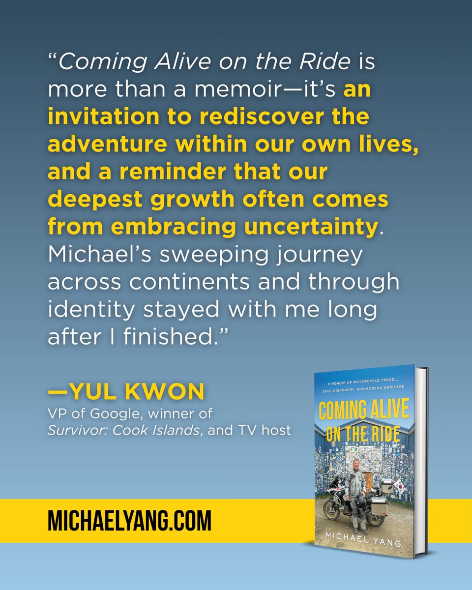 Thanks so much, Yul!! 
Really appreciate your endorsement blurb on Coming Alive on the Ride!
Amazon Link for the Book: a.co/d/hg1v3h4