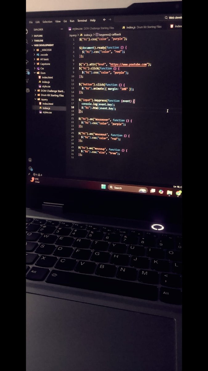 Sakashamm's tweet image. On the 20th Module of my Full stack development : Finally getting the hang of JavaScript promises. Learning the concept of DOM and Jquery 
Onwards. 🚀

#WebDevelopment #LearnInPublic #JavaScript