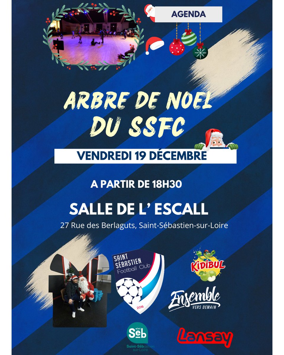 Chris_LE_MENTEC's tweet photo. Le père Noël est présent à l'Escall pour le #stsebastienfootballclub @stsebsurloire . Les joueurs de U6 à U11 sont invités à venir faire la fête en roller. Bonnes fêtes de fin d'année à tous les adhérents du club et à leur famille. https://t.co/Sul0LDyHAN