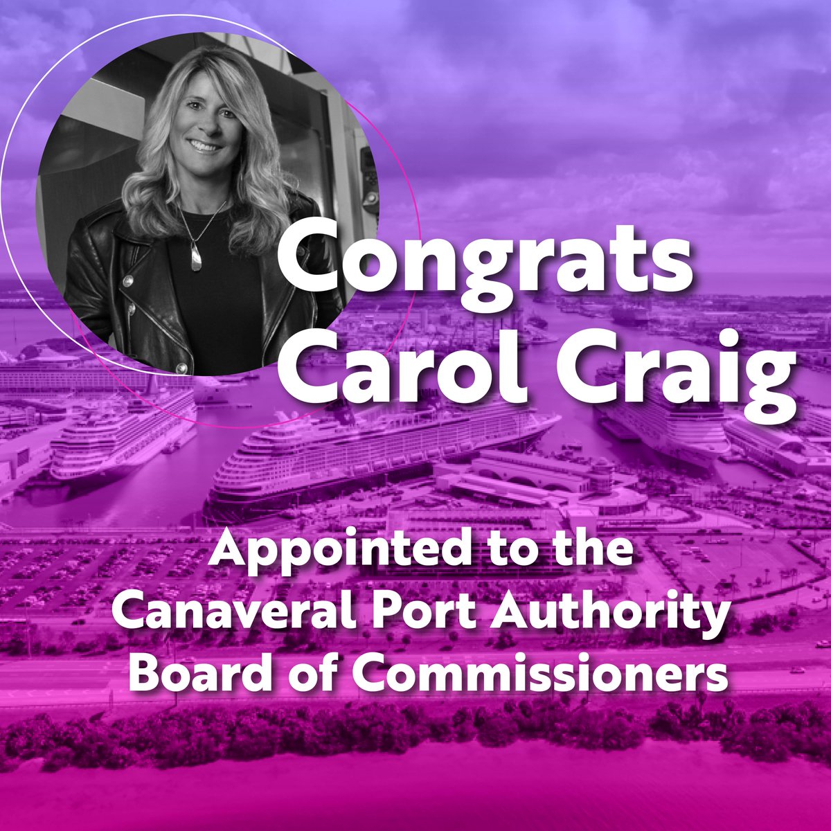 Congratulations to Carol Craig on her appointment to the @portcanaveral Authority Board of Commissioners! Her leadership and experience will be invaluable as Florida continues to lead in aerospace and economic growth. We look forward to working with you!