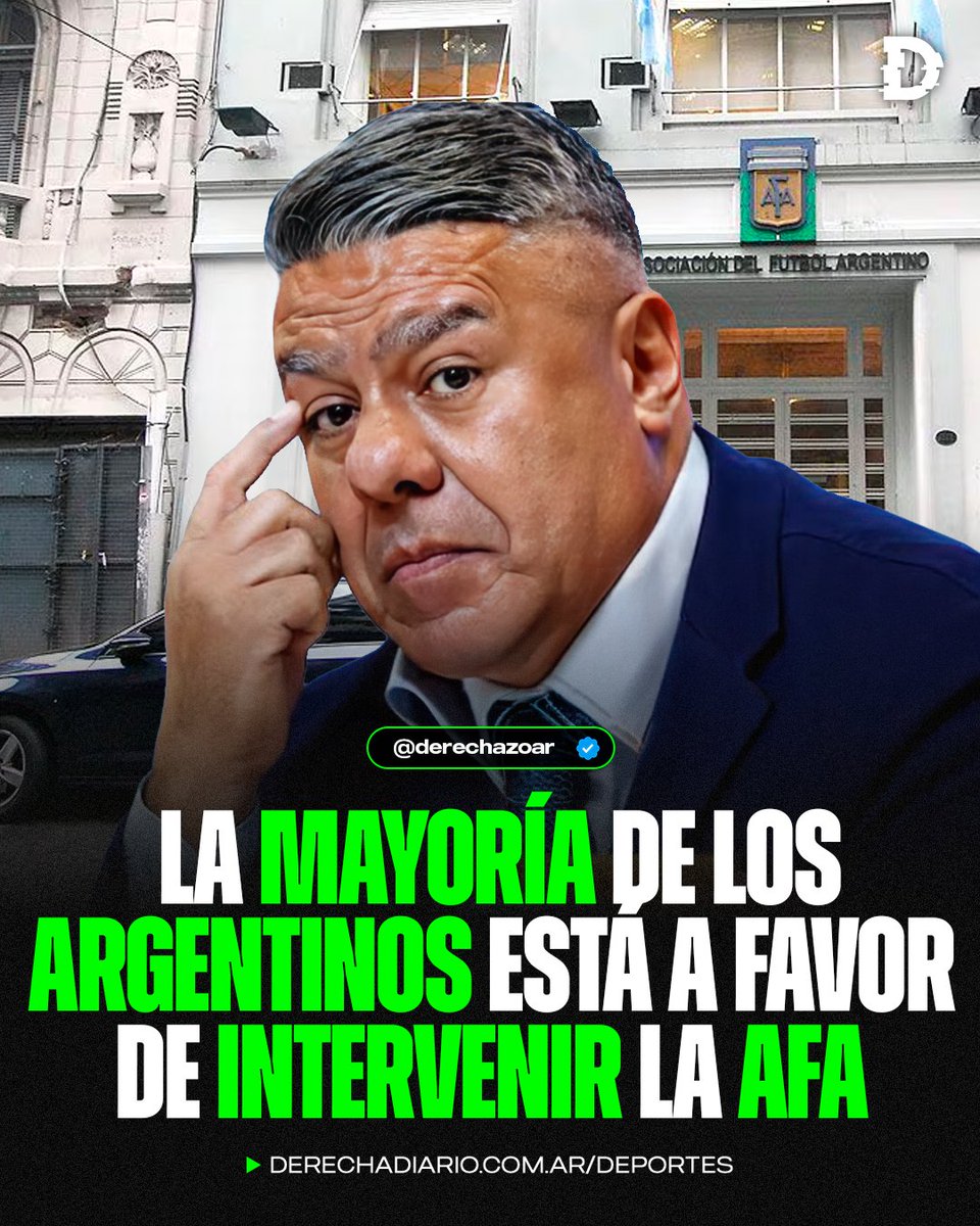 🇦🇷🚨 SE RECONTRA VIENE: La mayoría de los argentinos estaría a favor de intervenir la AFA, según una encuesta de Pulso Research.

✅ A favor: 37,9%
❌ En contra: 34,3%
⁉️ No opina: 27,6%