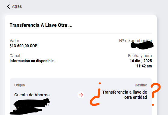 danielfsar's tweet photo. @Davivienda @BancoRepublica  si quiero mirar los movimientos de la cuenta Davivienda, las transferencias que se realizan hacia llaves Bre-B no guardan la información del destinatario. Cómo puedo revisar esta información? https://t.co/X10pQo85cJ