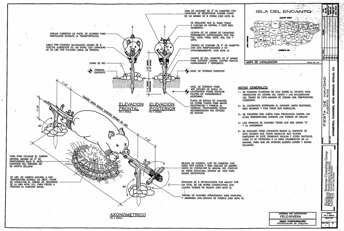 OLFResurrection's tweet image. Como un regalo navideño a todos nuestros clientes, #LaMuerteConstruction les ofrece este plano con las especificaciones para el lechón perfecto. @F3_LO_RIVERA y @electrical_boss le dan las gracias por su aprecio y patrocinio.