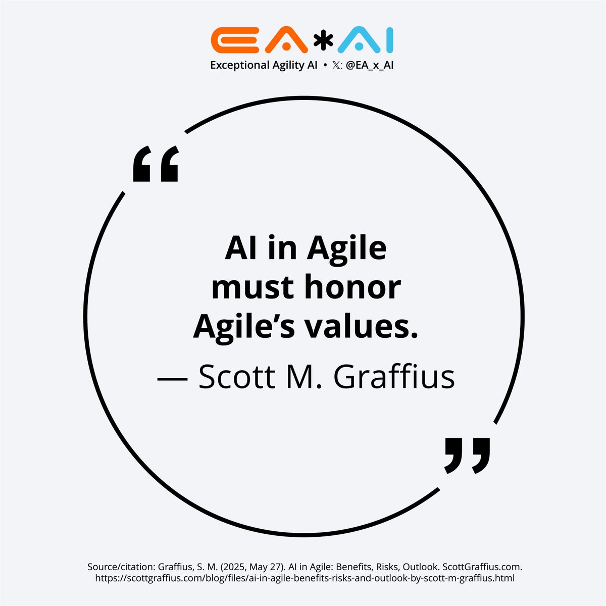 EA_x_AI's tweet photo. “AI in Agile must honor Agile’s values.” — Scott M. Graffius
Details: https://t.co/UNNskpcsRf
#AI #Agile #AIInProjectManagement #AIQuote https://t.co/qSGoSTOZH4