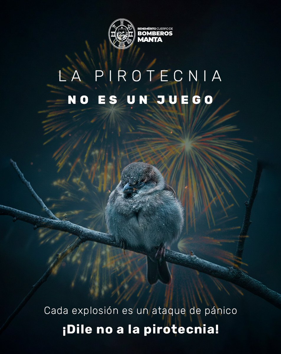 #BomberosManta 
El impacto de la pirotecnia en los animales es devastador y requiere nuestra atención. 
#LaPirotecniaNoEsUnJuego