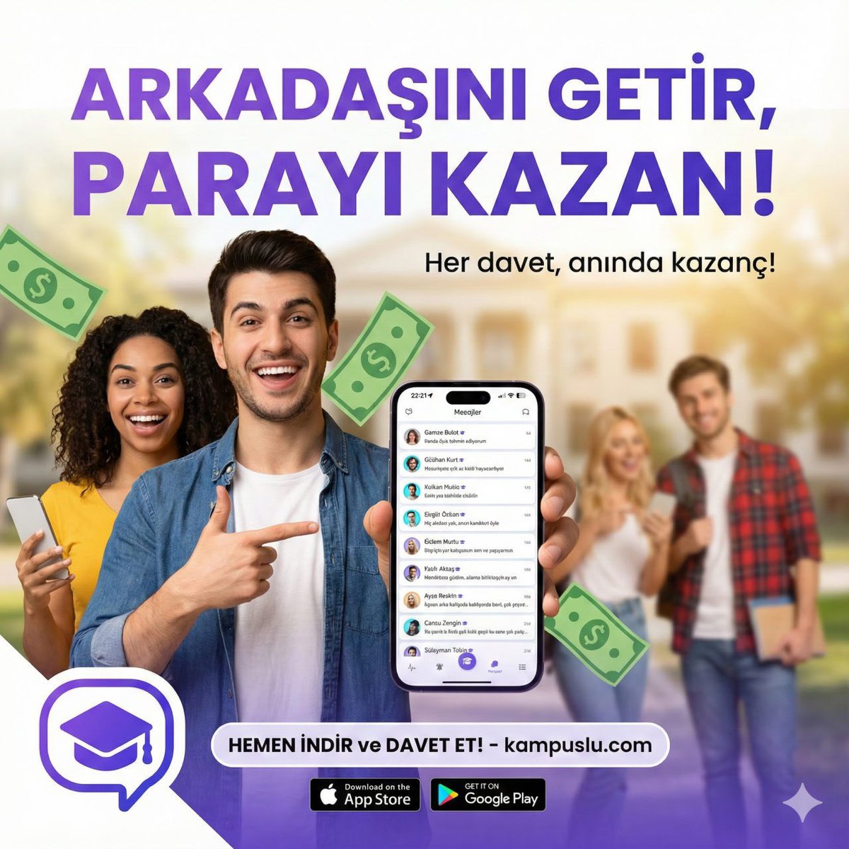 Patron çıldırdı kişi başı ödül 100TL oldu. Arkadaşını Kampüslü’ye davet et ödül kazan.

İndir: kampuslu.com/app/  

#ÜniversiteHayatı #Öğrenci #KYK #YurtDramaları #Burs