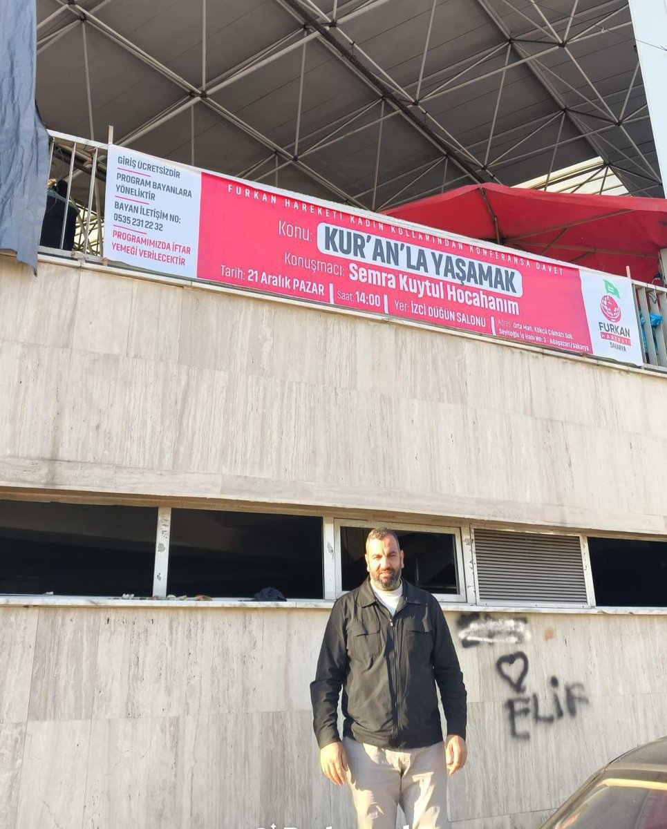 BRANDA NÖBETİNDEYİZ! 

Furkan Hareketi Sakarya olarak Semra Kuytul Hocahanım'ın şehrimizde gerçekleştireceği "Kur'an'la Yaşamak" Konulu konferansına hazırız! 

Tüm bayan kardeşlerimiz davetlidir.. 

AlparslanHoca Açıklıyor
#Sakarya 
#FurkanKonferansları