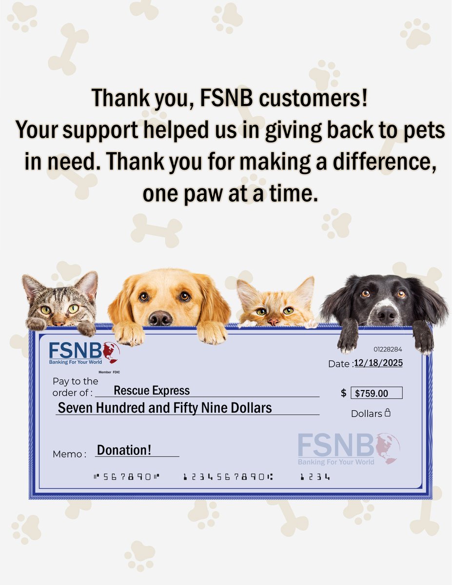 Thanks to our customers and staff, $759 was donated to <a href="/Rescue__Express/">RescueExpress</a> through Pet Gallery Debit Card purchases, supporting their incredible work rescuing and protecting animals in need.