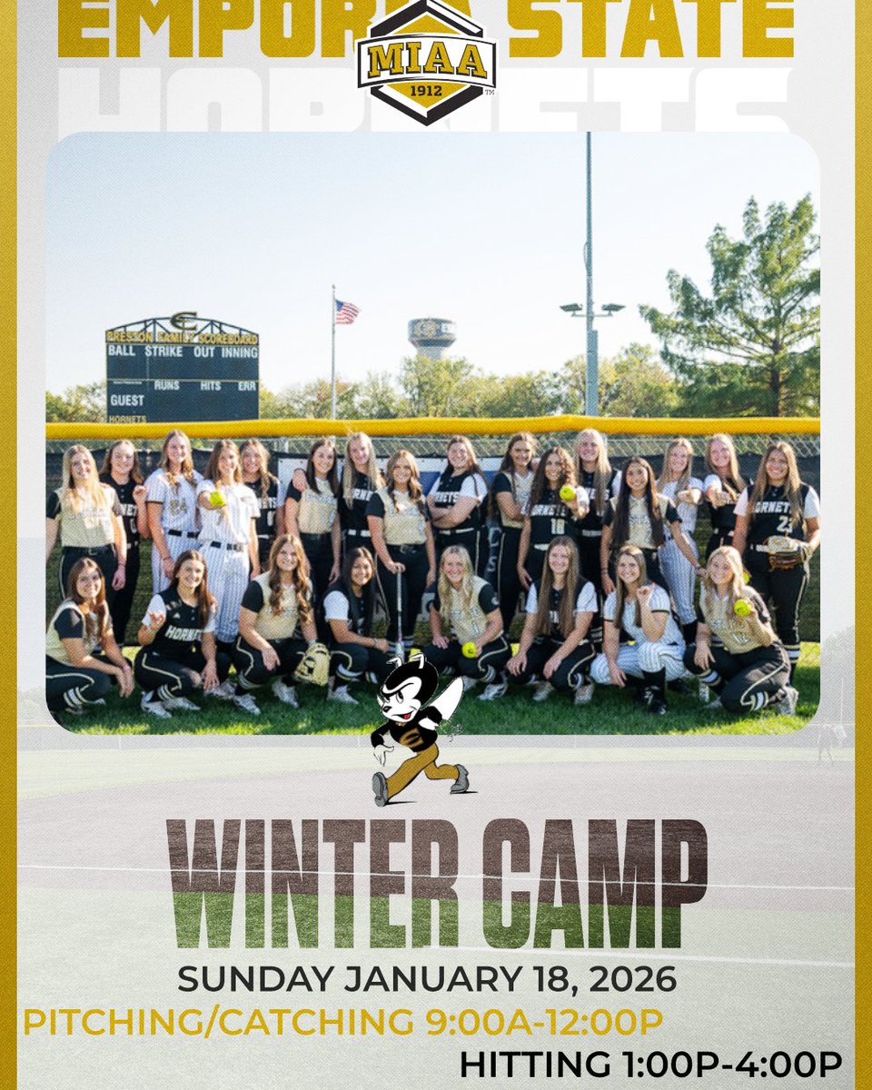 We are just under a month away and there are only a few spots left for our last camp until Summer! There are 2 options of camp to register for to show us your skills! Sign up now!

esuhornetsoftballcamps.com