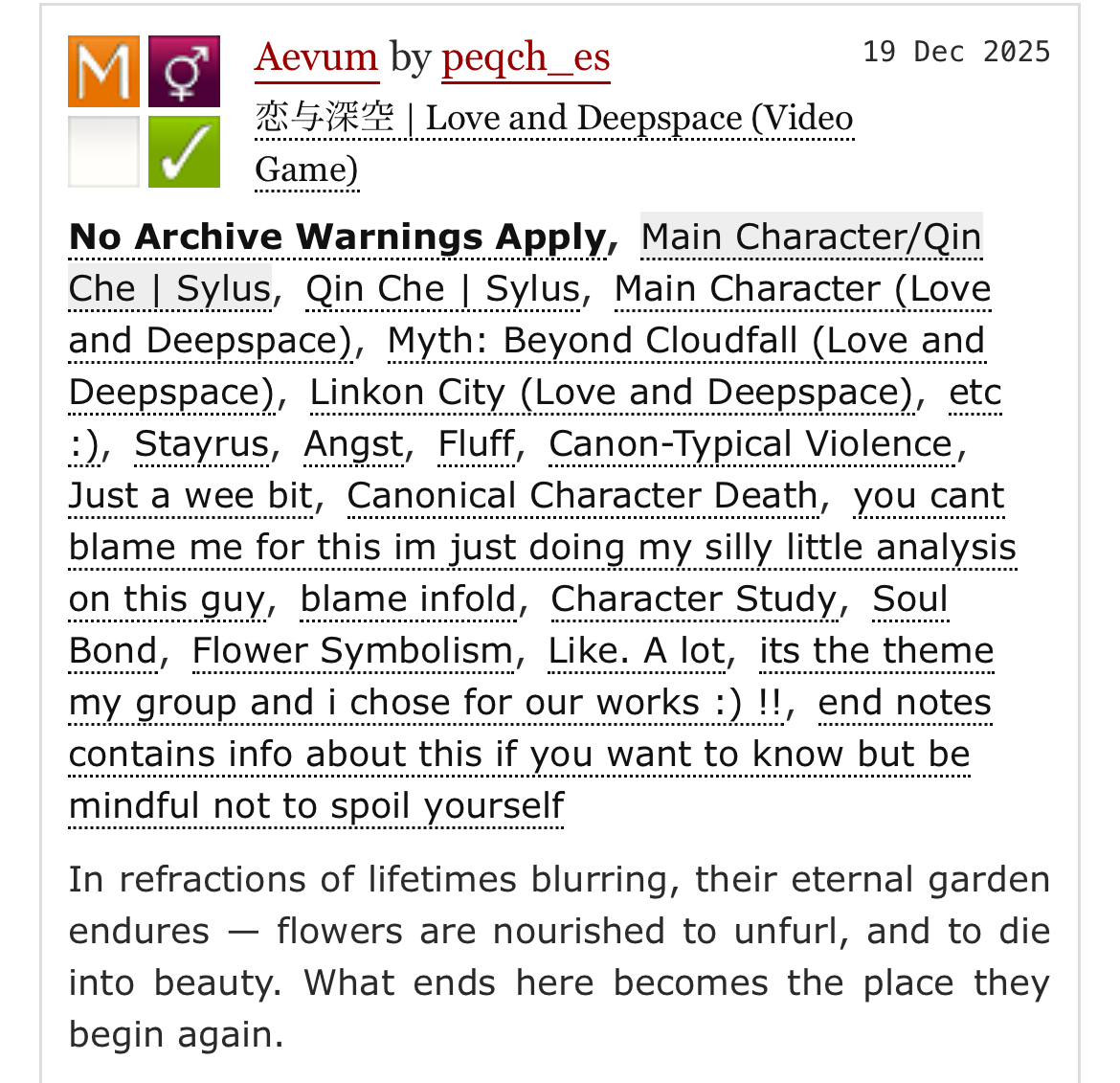 peqch_es's tweet photo. ❤️‍🩹 Sylus’s impression of love, through death and rebirth | 9k

As seasons pass, enduring love coaxes forth even the most tentative of buds.

💫 https://t.co/G5OrRYRWqX
💫 https://t.co/czeofkgJwf

♡/↻ appreciated 💫 https://t.co/qkoFPxDJf6