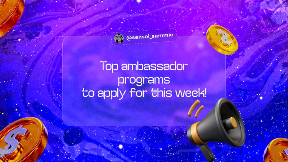 sensei_sammie's tweet image. Merry Christmas in advance!🎄🎄

Now ambassador gigs are one of the easiest ways to make lots of money on this #Crypto space! 💰

Ambassador gigs can make you grow your earnings from $0 - $10k! 📈

Now here's 20+ top paying ambassador programs to apply for this month. ↓↓