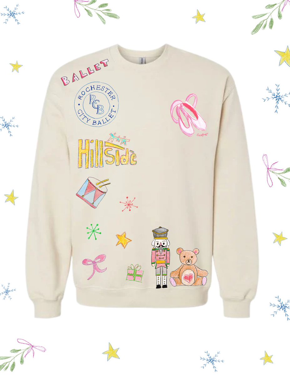 The Rochester City Ballet is fundraising for the RCB Community Dance Program which provides youth at Hillside with free dance classes. They are selling Nutcracker-inspired sweatshirts featuring designs from youth in our care. To order yours, visit rochestercityballet.com/rochester-city…