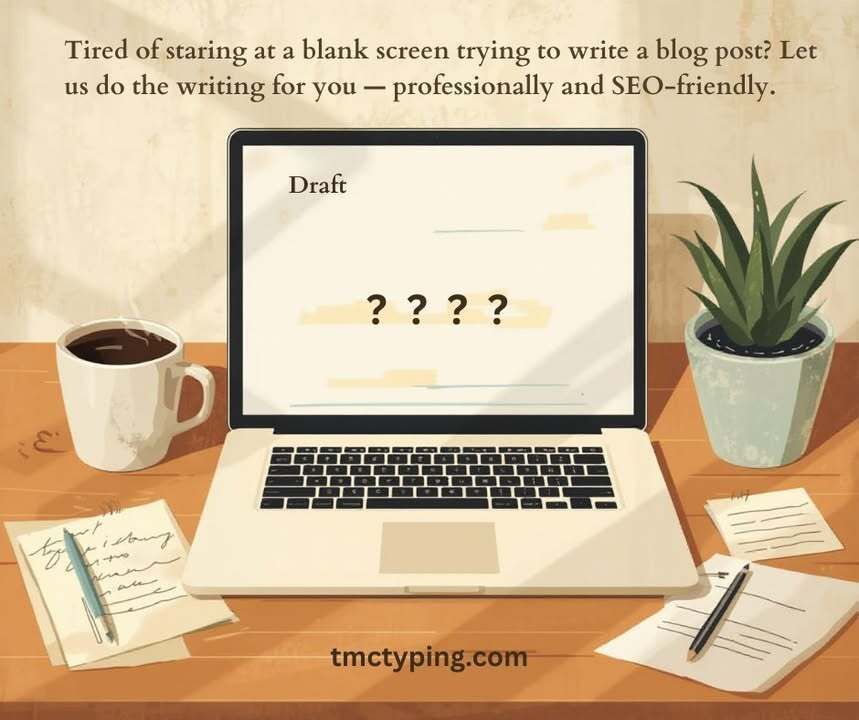 tmctyping's tweet image. Tired of staring at a blank screen trying to write a blog post? Let us do the writing for you — professionally and SEO-friendly.

#BlogWriterForHire #ContentWriter #SmallBizSupport #tmctyping #blogwriting