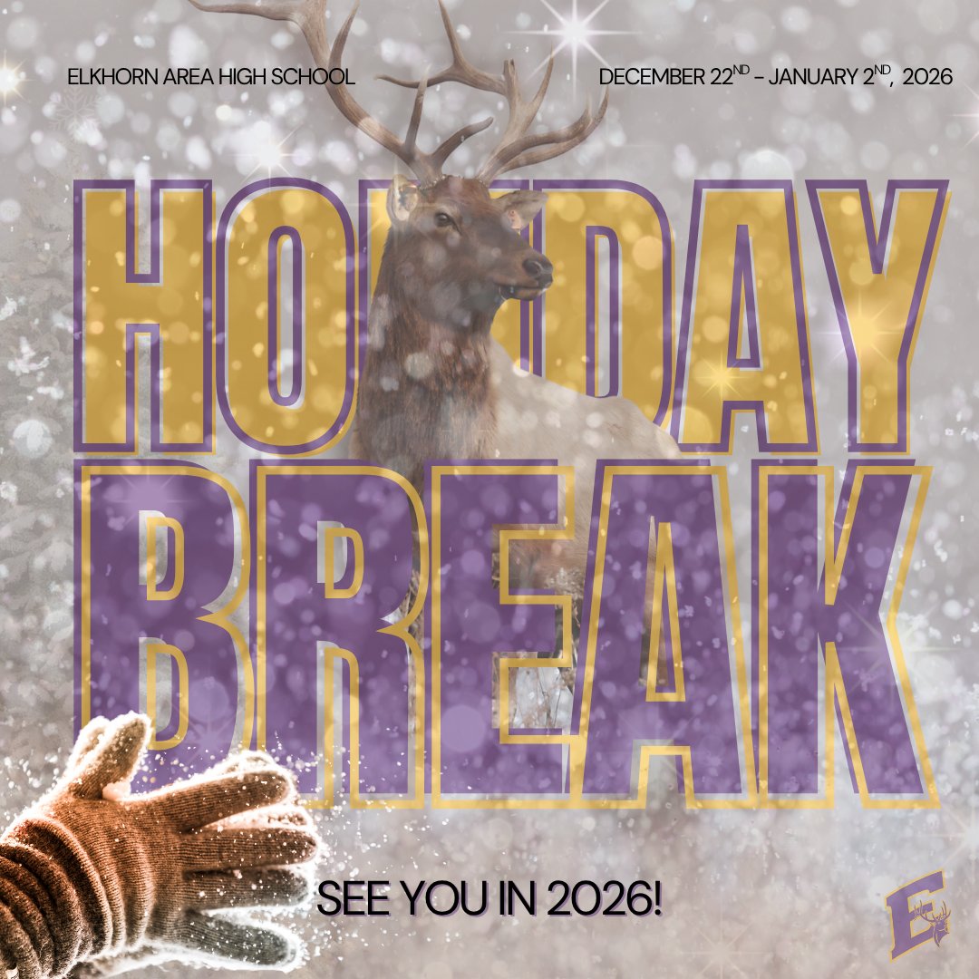 Winter break starts now! ❄️ Enjoy the holidays, Elks—we’ll see you in 2026! 💜💛
#GoElks