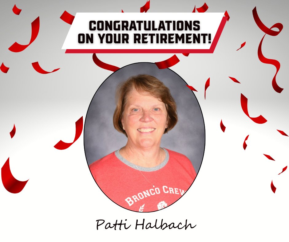 UGHSBroncos's tweet image. Congratulations to Patti Halbach on her retirement! 🎉
Today was her last day after 28 years serving UGHS as the Administrative Assistant to the Principal. Patti’s dedication and kindness have made a lasting impact on our school.

Thank you, Patti ❤️🖤
#BroncoFam