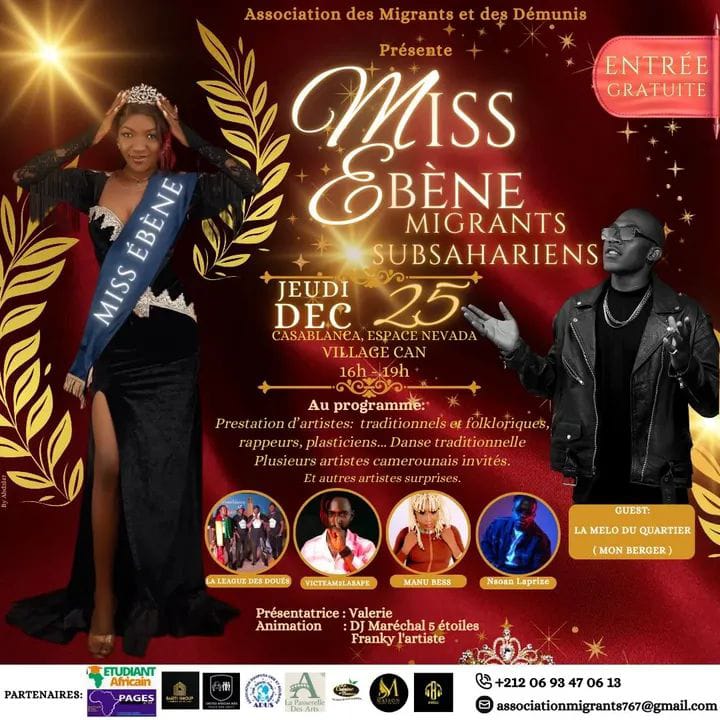 MigrerPour's tweet photo. J-J -5 jour  Association des migrants et démunis  à sélectionné 4 Miss ébène tous sont des Étudiante au Maroc qui serai la Gagnante de  la deuxième édition Miss Ébène Migrants Subsahariens Talents Cachés   2025 tous sont Belle venez leur encourager au village Can  Casablanca https://t.co/g7IZyPA1Ft