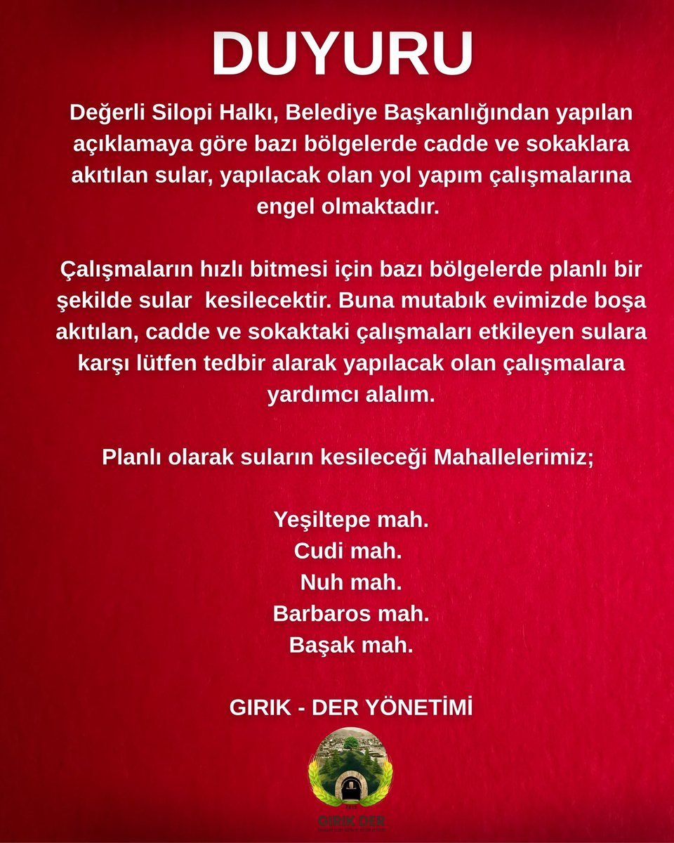 DUYURU;

<a href="/Silopibld/">Silopi Belediyesi / Şaredariya Silopî</a> 
#silopi