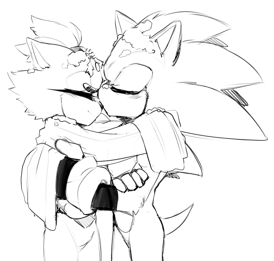 got too excited to post it, so its just a sketch and hopefully I can get around the comms and line n color it ;;w;; (thought of a snowfight after math)

#sonaze