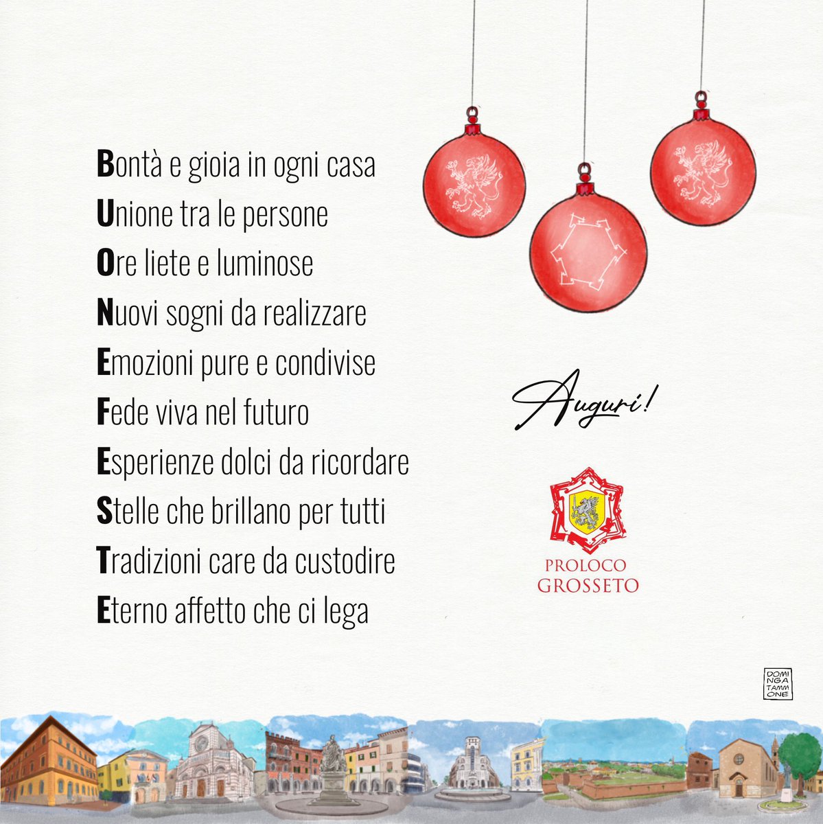 La Pro Loco Grosseto augura a tutti giorni sereni, emozioni condivise e tradizioni da custodire.
Buone feste e auguri!