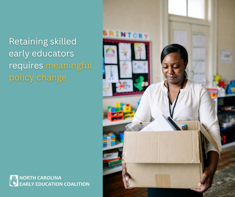 Low pay &amp; limited funding are driving experienced teachers out—reducing quality &amp; child care capacity.
Retention requires policy change.
👉 Join the @NCEarlyEd Coalition &amp; speak up using the Child Care Policy Toolkit.
ncearlyeducationcoalition.org | ncchildcarepolicytoolkit.org