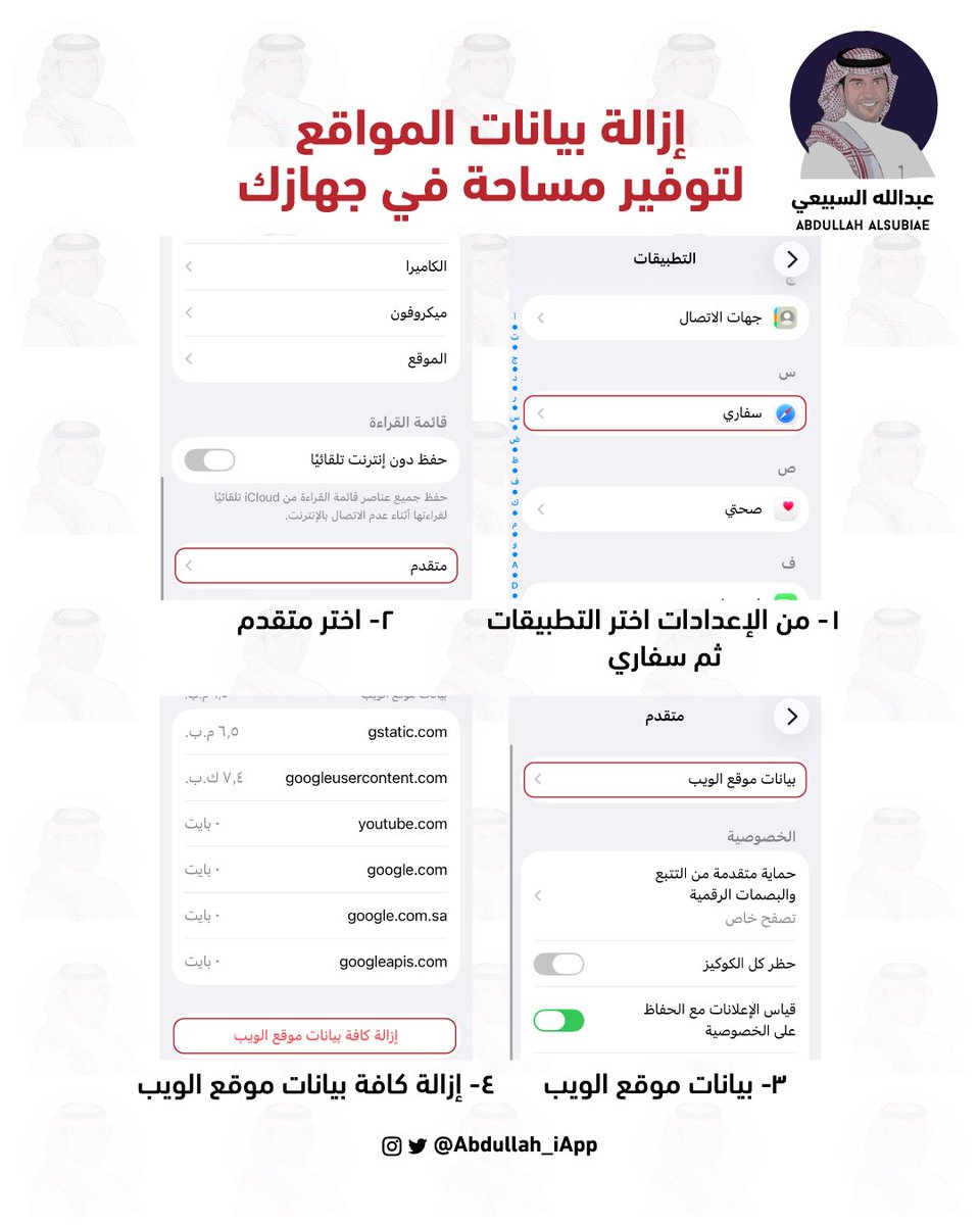 ℹ️ إزالة بيانات المواقع لتوفير مساحة في جهازك ❇️
