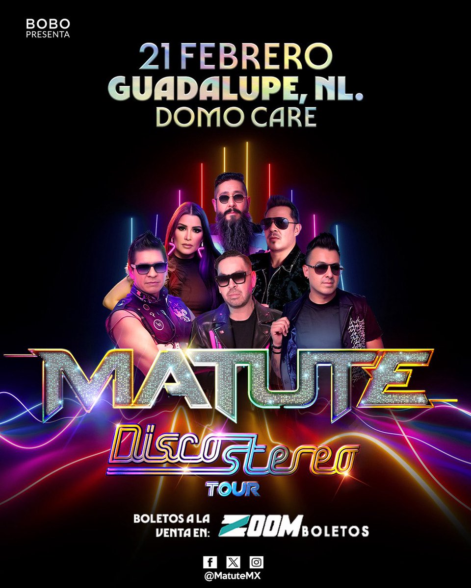 ¡Prometimos volver y aquí estamos! 😎 GUADALUPE NUEVO LEÓN nos vemos este 21 de febrero en el Domo Care con nuestro #DiscoStereoTour. 🪩🕺🏻🎉

¡Prepárate para vivir nuestra más grande experiencia en vivo! 😮‍💨🔥

🎟️: Boletos disponibles en Zoom Boletos.