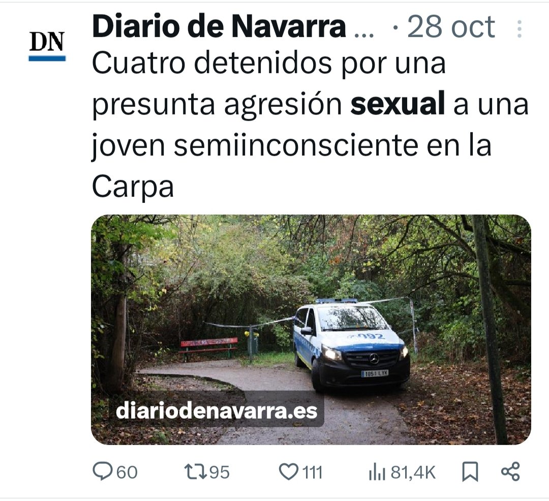 denboraldia's tweet photo. Cuando sale la noticia de una violación supuestamente cometida por 4 magrebíes, 60 comentarios.
Cuando sale que el ADN les exculpa, 1 comentario.
No os preocupan las violaciones solo queréis meter vuestras mierdas de mensajes racistas. https://t.co/A8So1sPbiR
