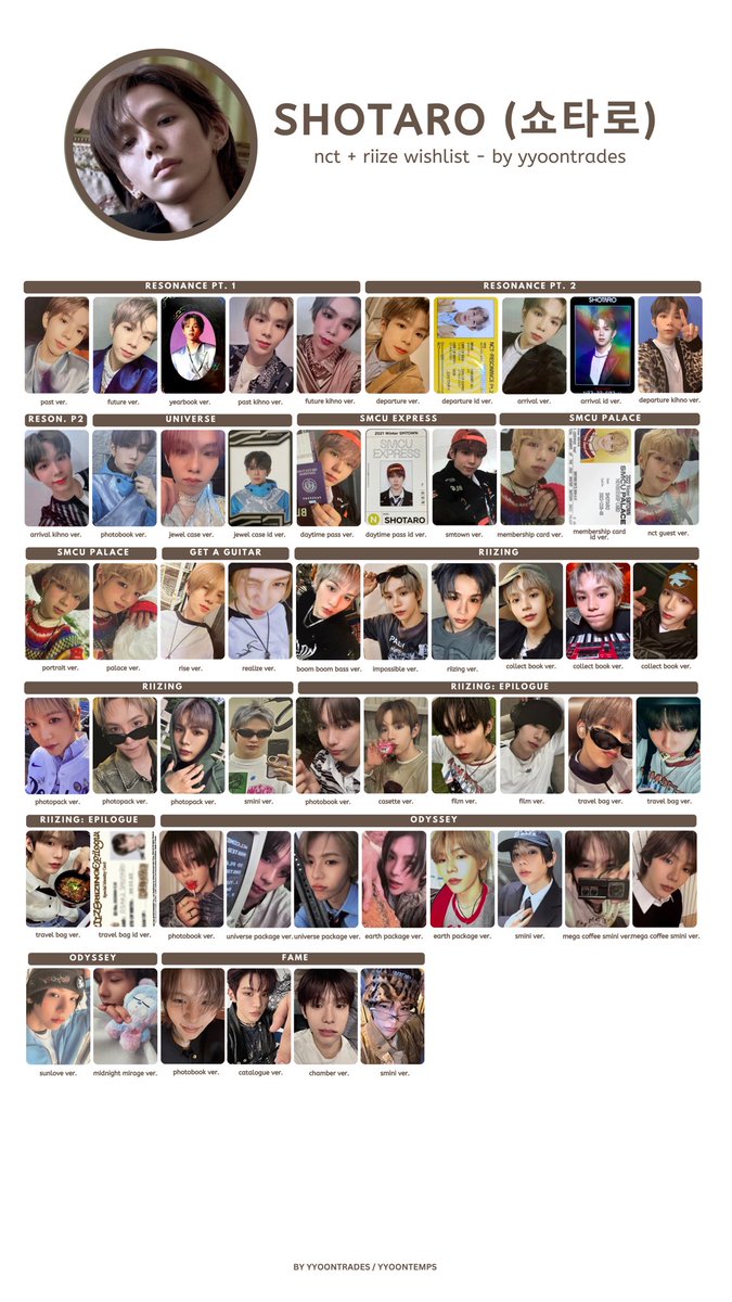 nct + riize album pc template shotaro with smcu pcs hq: link in
