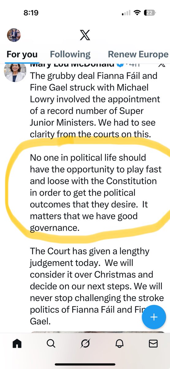 This is an extraordinary statement from the leader of Sinn Féin. 

The party that played fast and loose our constitution has been ⁦⁦⁦<a href="/sinnfeinireland/">Sinn Féin</a>⁩

Not recognising Dáil Éireann, Courts our Defence Forces, now they’re the custodians of Bunreacht na hÉireann.