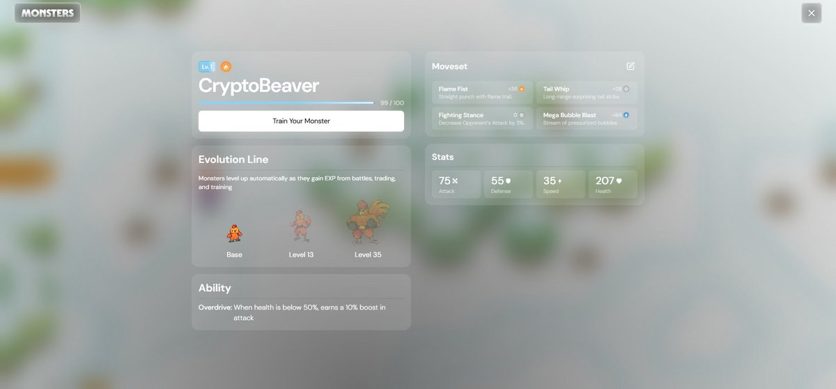 kryptobeaver's tweet image. Daily training of my monster in @monstersdotfun 
@AbstractChain