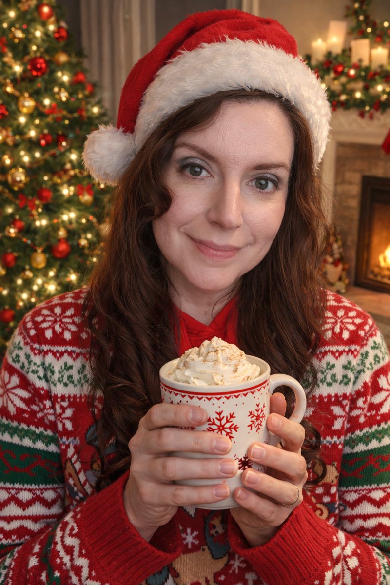 TheEmilyMauldin's tweet photo. So I had to jump on the #Chatgpt bandwagon and try this #AI #Christmas portrait trend. Lol the first couple came out somewhat close which is crazy but the last two with #classic50s and #superhero prompts are absolutely unhinged. 🤣🎄🌟 https://t.co/T95rOiu1Pv