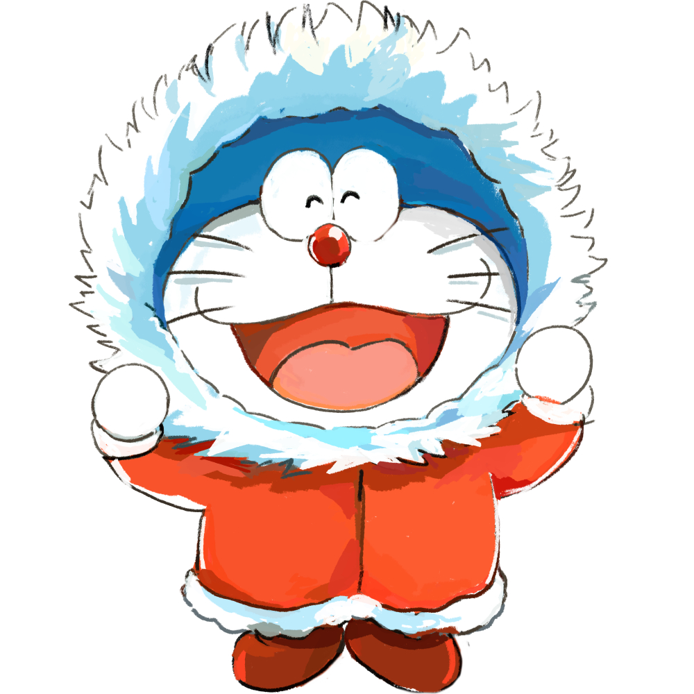 「東京は冬まっさかり!ドラえもんも厚着になっちゃう寒さです!」|望月田吾作のイラスト
