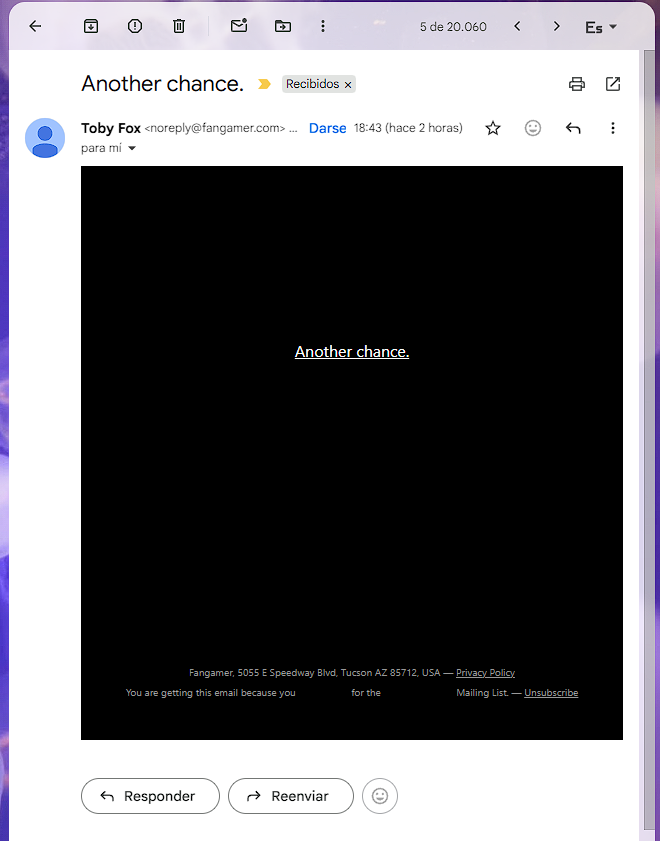 QUE CHOTA ME MANDO TOBY FOX Y PQ A MI ???????????????????????????????????????????????????????????????????????