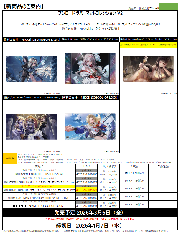 予約開始のご案内】ブシロード 「勝利の女神：NIKKE」より ・スリーブ