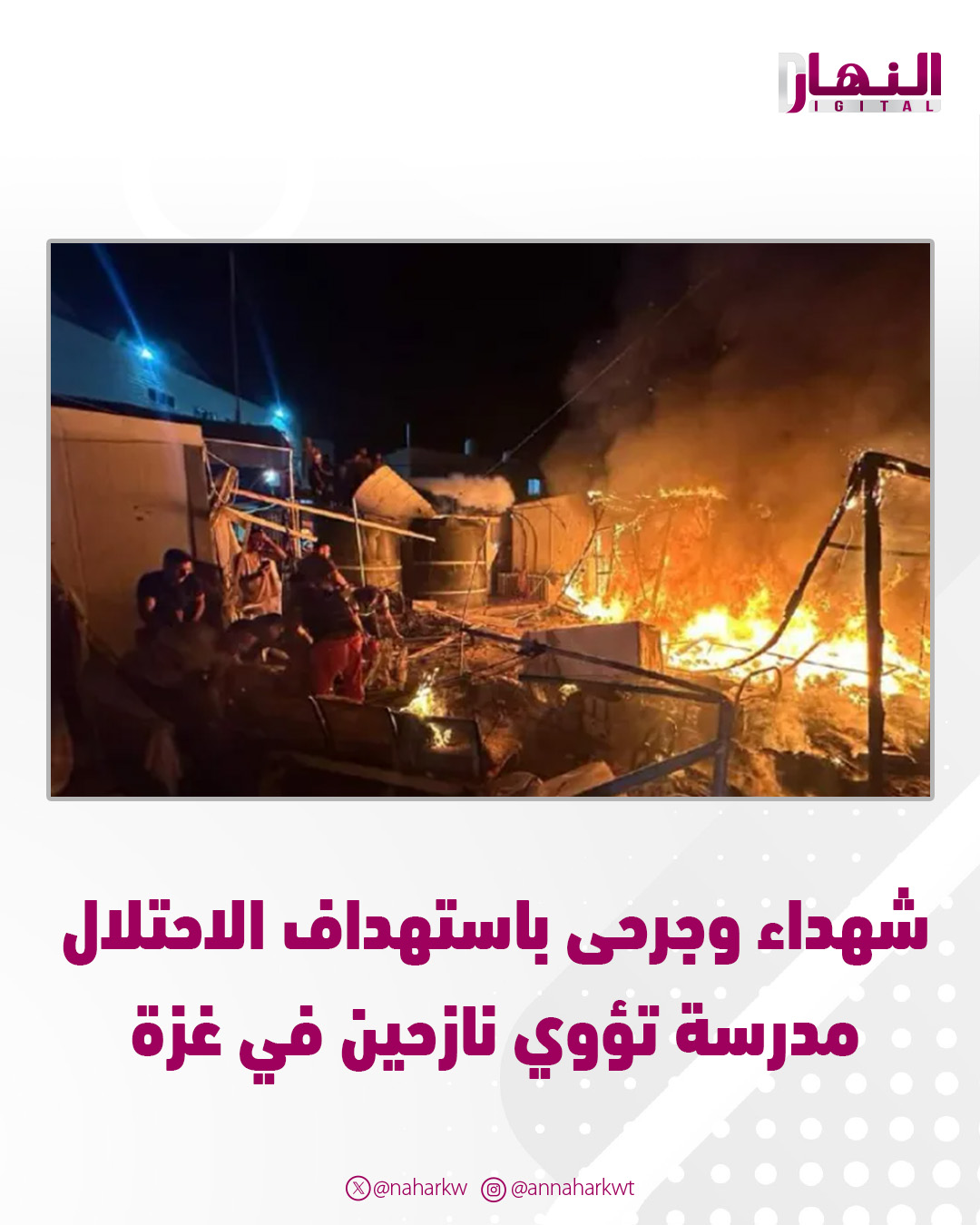 شهداء وجرحى باستهداف الاحتلال مدرسة تؤوي نازحين في #غزة 