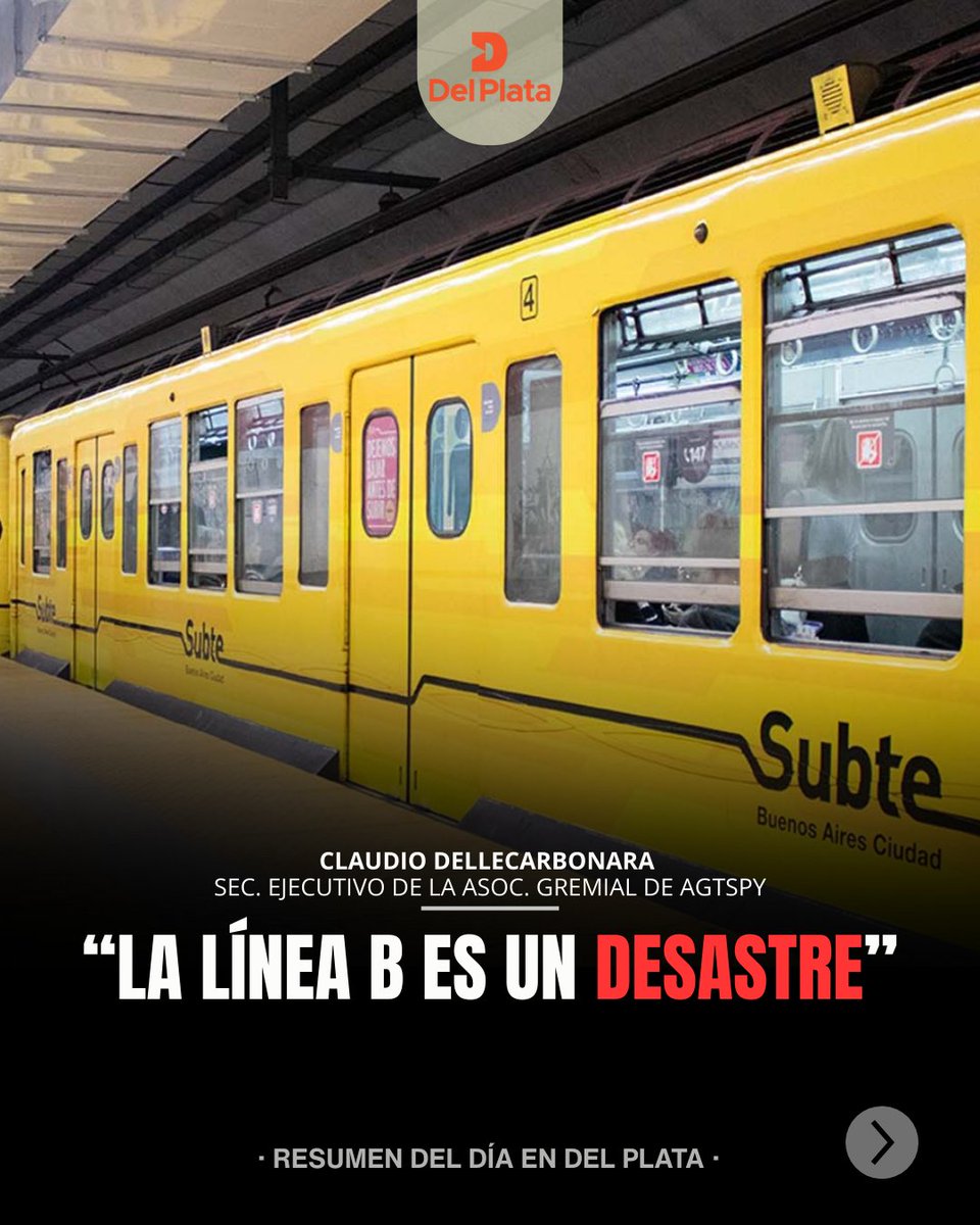 RadioDelPlata's tweet photo. 💥"LA LÍNEA B ES UN DESASTRE", Claudio Dellecarbonara, secretario ejecutivo de la asociación gremial de AGTSPY, en diálogo con resumen del día en Del Plata.
#Subtes #Subte #LineaB #SubtelineaB https://t.co/Jkxg7D3JyF
