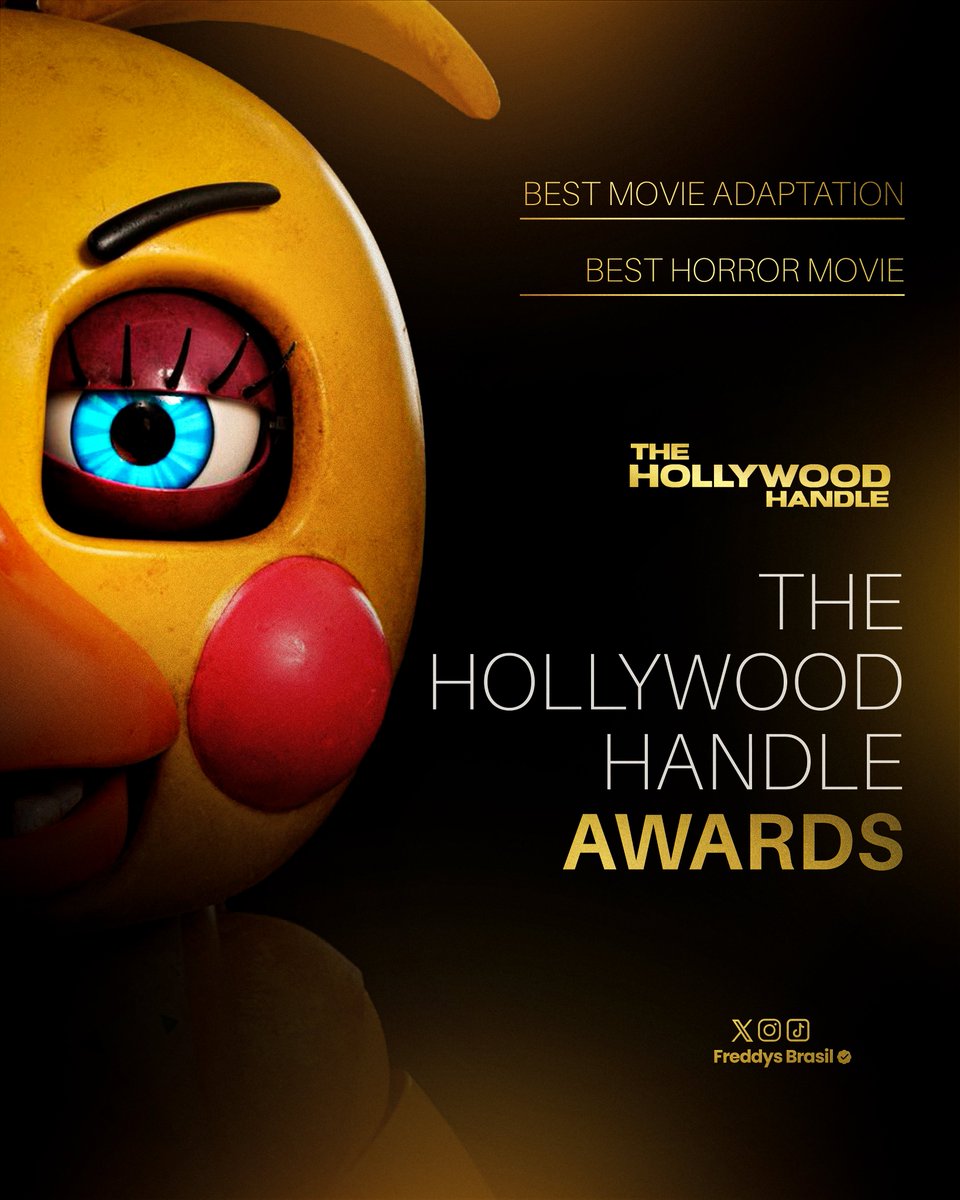 Freddys_Brasil's tweet image. 🚨 | FIVE NIGHTS AT FREDDY’S 2, da Blumhouse, foi oficialmente indicado em DUAS categorias no THE HOLLYWOOD HANDLE AWARDS 2025:

🏆 Melhor Adaptação Cinematográfica
🏆 Melhor Filme de Terror

A votação já está aberta:

thehollywoodhandle.co/2025/movies/mo…

#FNAF #FNAF2 #FNAF2Movie…