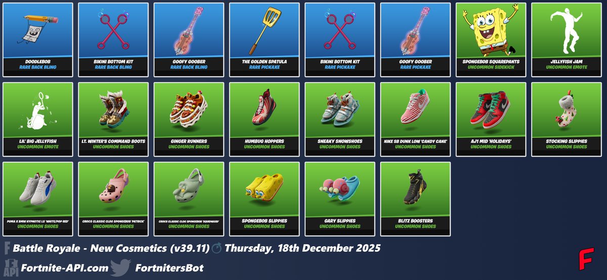 FortnitersBot's tweet image. #Fortnite Battle Royale - New Cosmetics (v39.11) • 20th December 2025