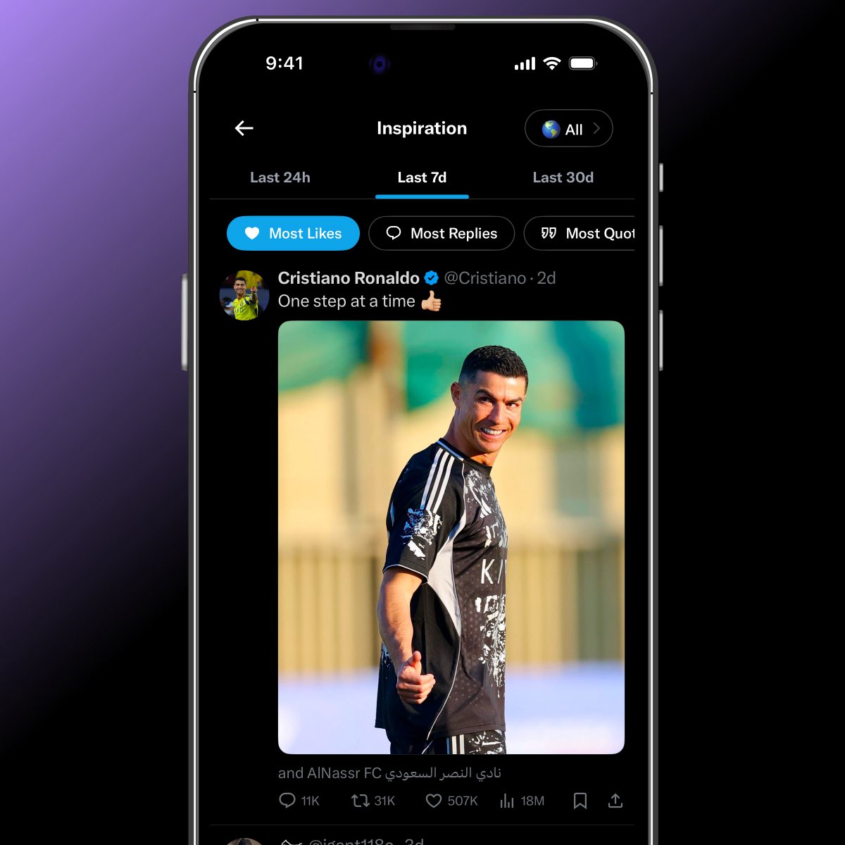 X Creator Studio inspiration tab showing top performing posts and filtering options