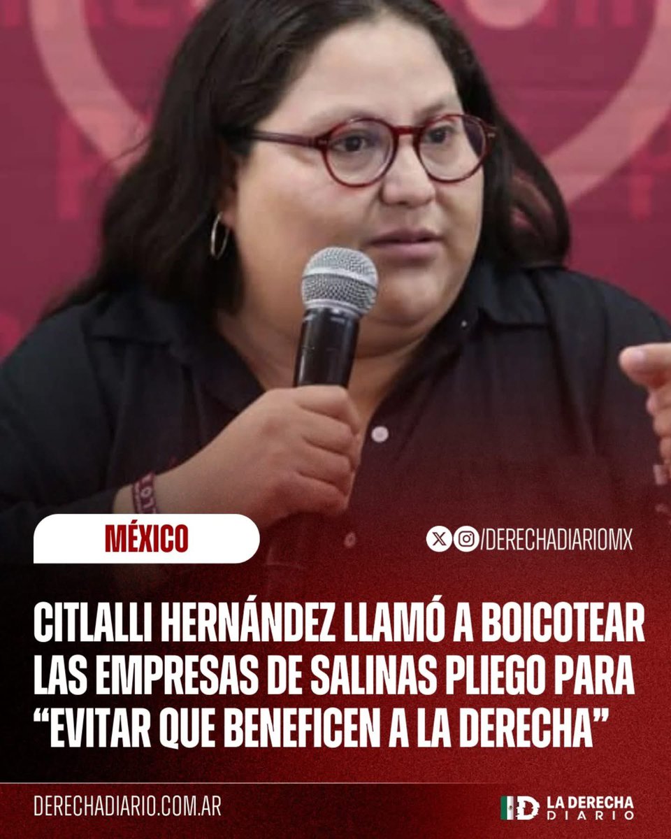 La funcionaría del gobierno <a href="/CitlaHM/">Citlalli Hernández Mora</a> pide boicotear a empresas mexicanas, porque no le gustan las opiniones de su dueño, y pide ese linchamiento en EL CONGRESO.
Hoy es <a href="/RicardoBSalinas/">Don Ricardo Salinas Pliego</a> mañana podemos ser cualquiera de nosotros. 

Esto es censura y es represión, es Dictadura con