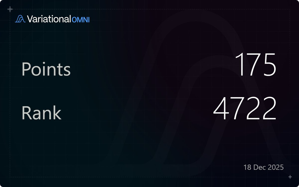 HDWLimitz's tweet image. The first round of Variational points was distributed a couple of days ago, totaling 3 million points.

Didn't do much volume, but managed to get this. Smaller accounts received a substantial number of points. 

Definitely underfarmed, first week just dropped, 150k points to be…