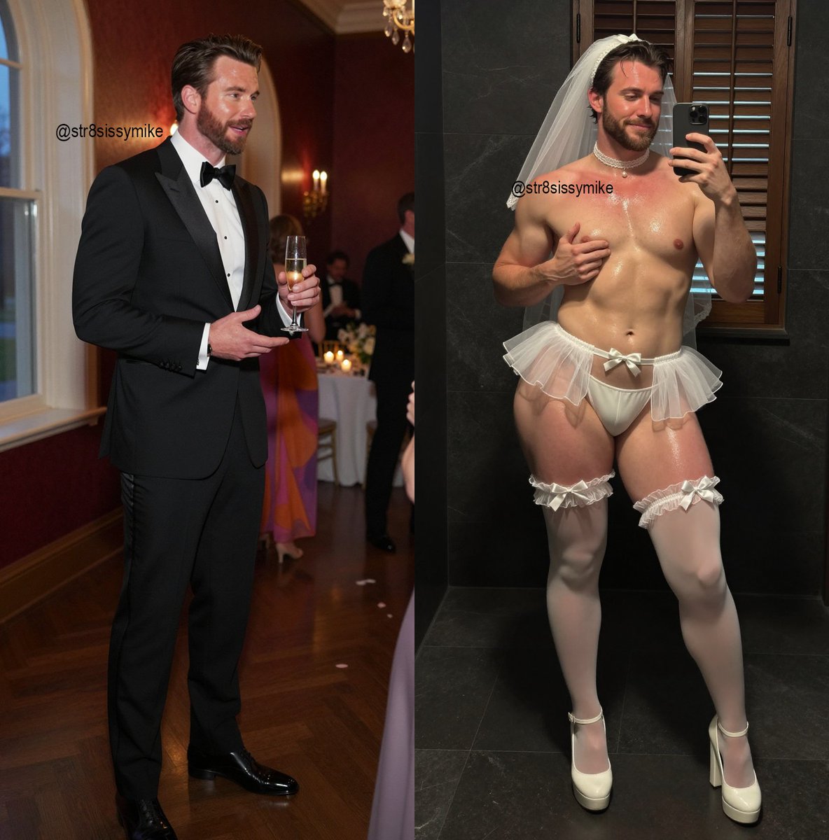 str8sissymike's tweet image. Out in the real world, I'm the total package: freshly divorced, six-figure job with charming confidence. But behind closed doors, I'm Daddy's pathetic little sissy wife—tiny cock tucked into panties and slipping on thighhighs. Nothing I love more now than dropping to my knees to…