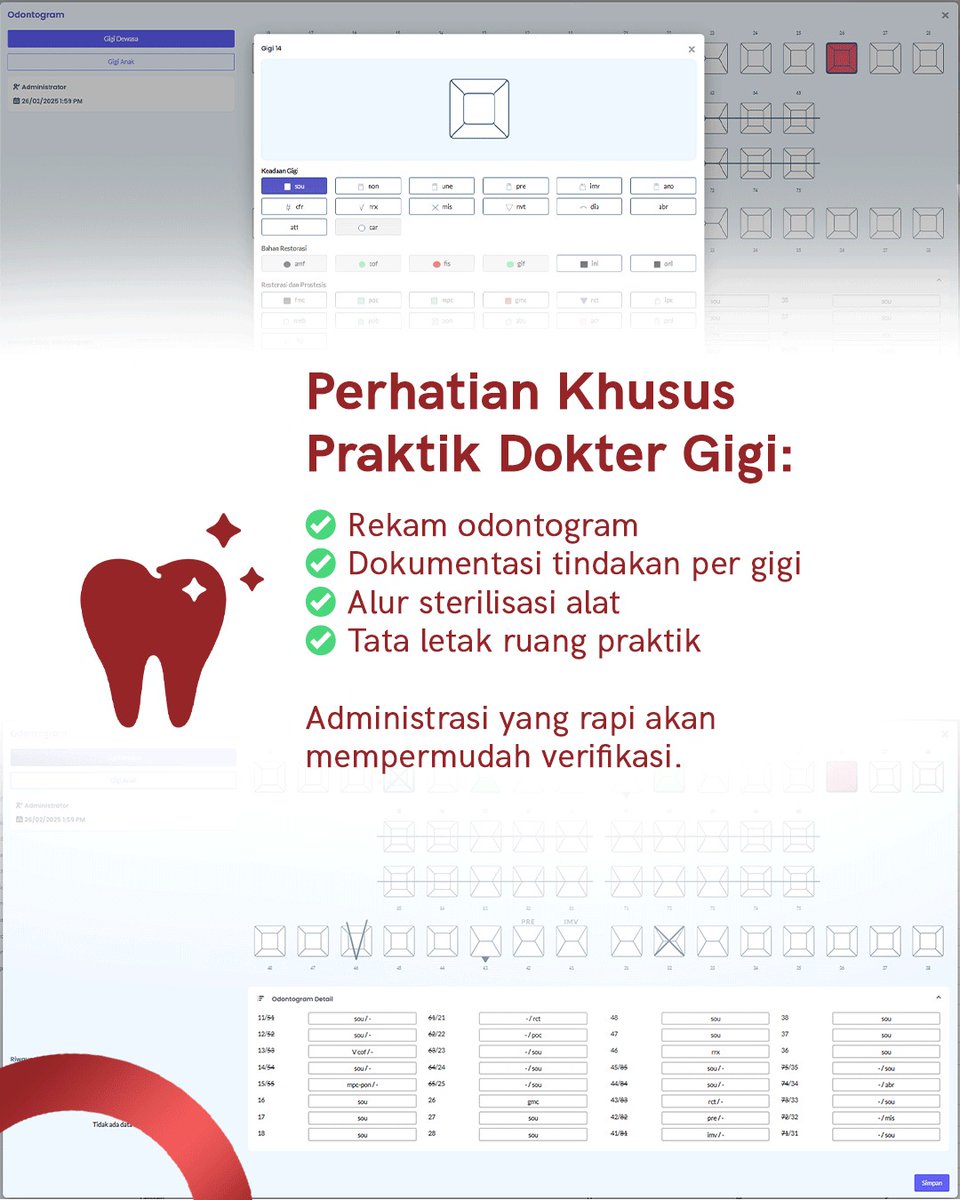 KsatriaMedical's tweet photo. Izin praktik dokter sering tertunda bukan karena pasien—tapi administrasi.
STR &amp; SIP aktif, catatan medis rapi, data pasien lengkap, hingga dokumentasi tindakan jadi penilaian utama. Praktik modern butuh sistem yang siap diaudit. https://t.co/AIymxinfCs