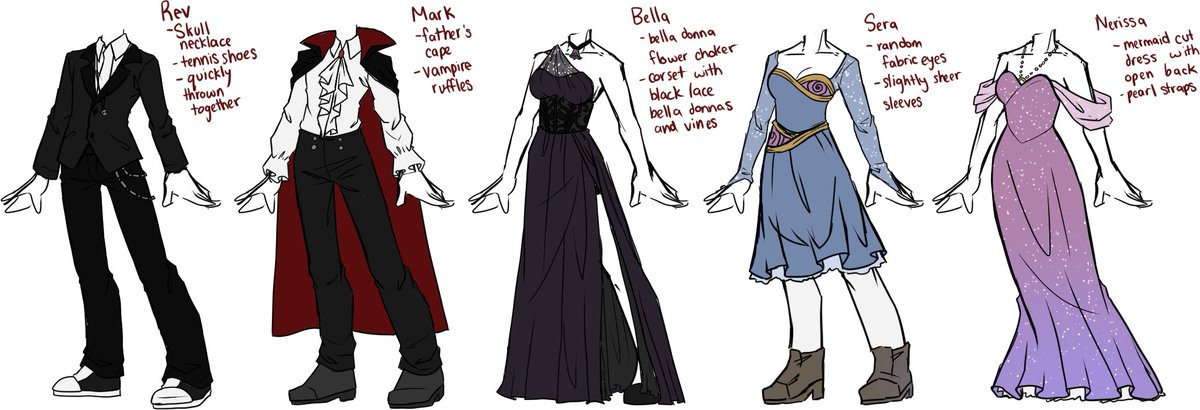 rexiipher's tweet image. Official References for the PROM Outfits from the FINALE of Freak Show!

Plus BONUS References for Wendy and Rev's final forms!

#FreakShowRP
