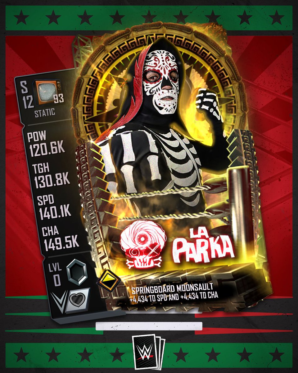 WWESuperCard's tweet photo. Lucha Libre AAA Worldwide has arrived in WWE SuperCard! La Parka has been spotted on the Rarity Draft Board. https://t.co/FmzeyTWhQl