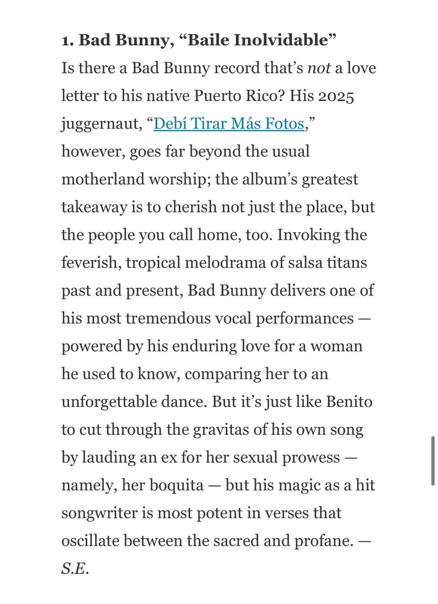 HexPositive's tweet photo. This algorithm buries journalism so… I’m gonna share my best of 2025 picks in the thread below! 

Starting with Bad Bunny’s “Baile Inolvidable” 🏝️ https://t.co/VRgKVRAN0M