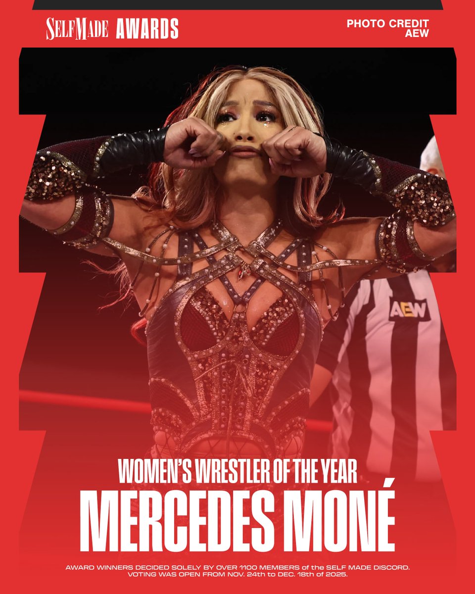 2025 #SelfMadeAwards 

WOMEN’S WRESTLER OF THE YEAR:
MERCEDES MONÉ

<a href="/MercedesVarnado/">Último Moné</a>
